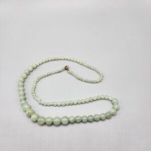 Variegated Jade Strand Gradient Bead Necklace Green Stone 24" Length